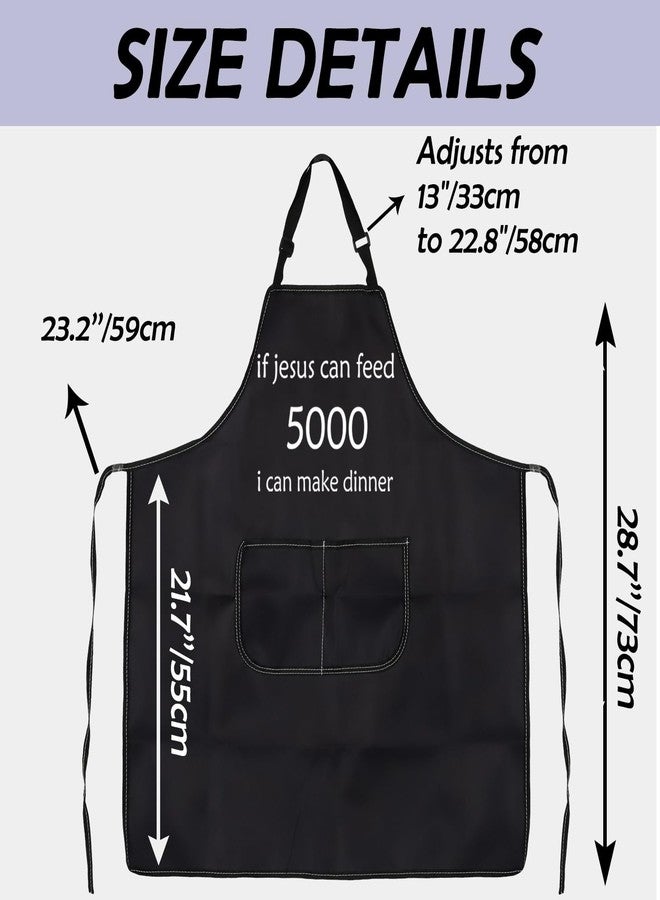 Gzrlyf If Jesus Can Feed 5000 I Can Make Dinner Jesus Apron Religious Gifts Kitchen Chef Apron Easter Thanksgiving Gift (dinner apron) - Image 2