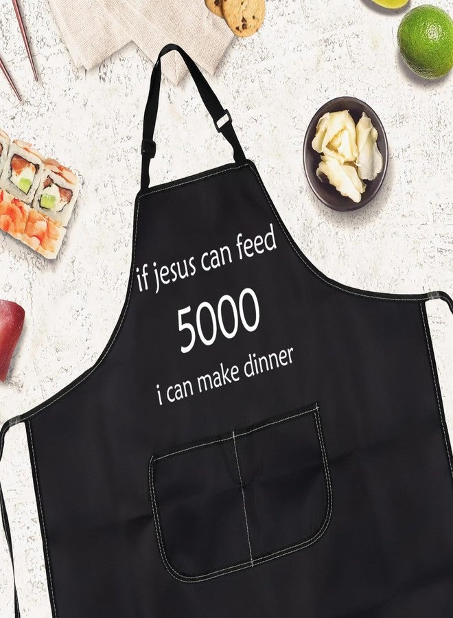 Gzrlyf If Jesus Can Feed 5000 I Can Make Dinner Jesus Apron Religious Gifts Kitchen Chef Apron Easter Thanksgiving Gift (dinner apron) - Image 4