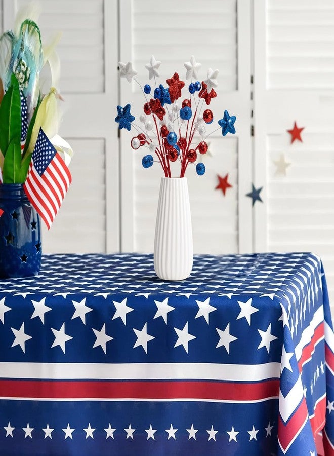Watayo 8 Pack 15" Large Patriotic Glitter Ball Centerpiece Stems, Independence Day Artificial Berry Stem Star Picks, 4th of July Red White Blue Pentagram Faux Berry Branch Sticks for Memorial Day Home Decor - Image 3