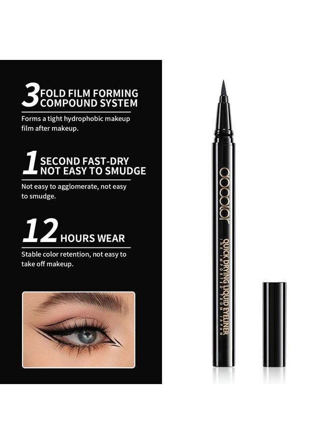 docolor - docolor Waterproof Eyeliner Pen Super Slim Precise All Day Black Eyeliner Liquid Professional Makeup Liquid Eye Liner Pencil for Women - Image 1