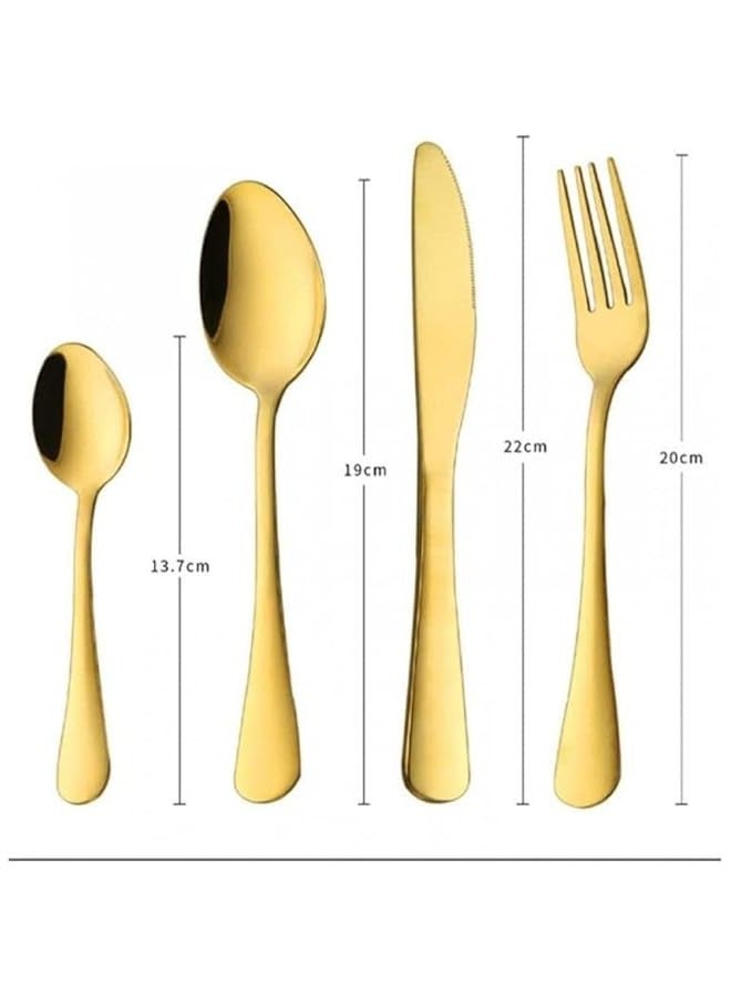 24Pcs Cutlery Set Stainless Steel Flatware Tableware Golden Cutlery Set Spoons Knives Forks For Kitchen(Gold) - Image 5