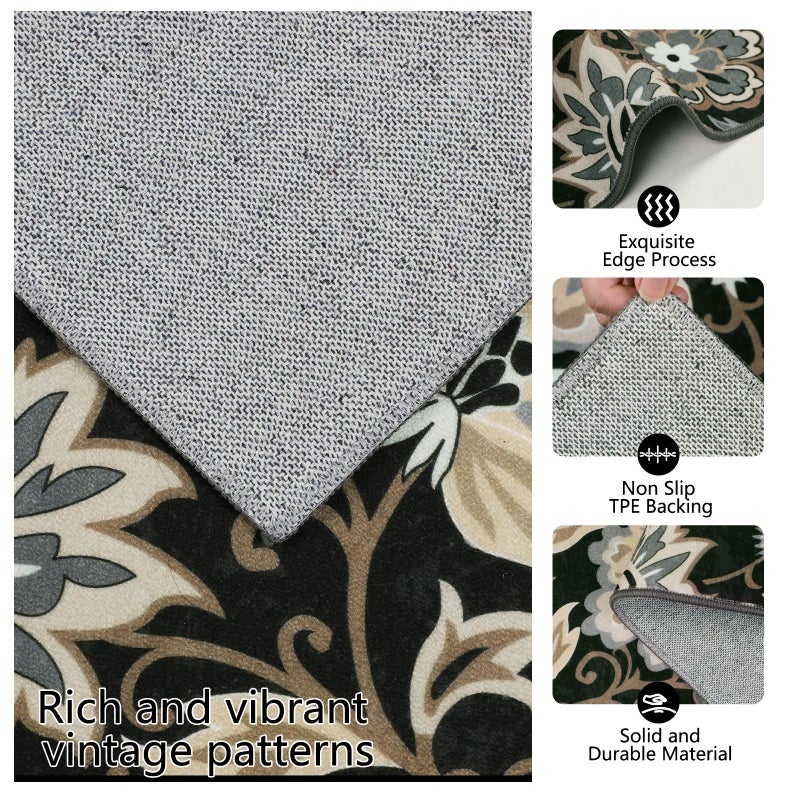 Homcomoda Boho 3 Piece Rug Set with Runner - Non Slip Floor Mats  Washable Kitchen Carpet Runner for Laundry  Hallway - Image 2