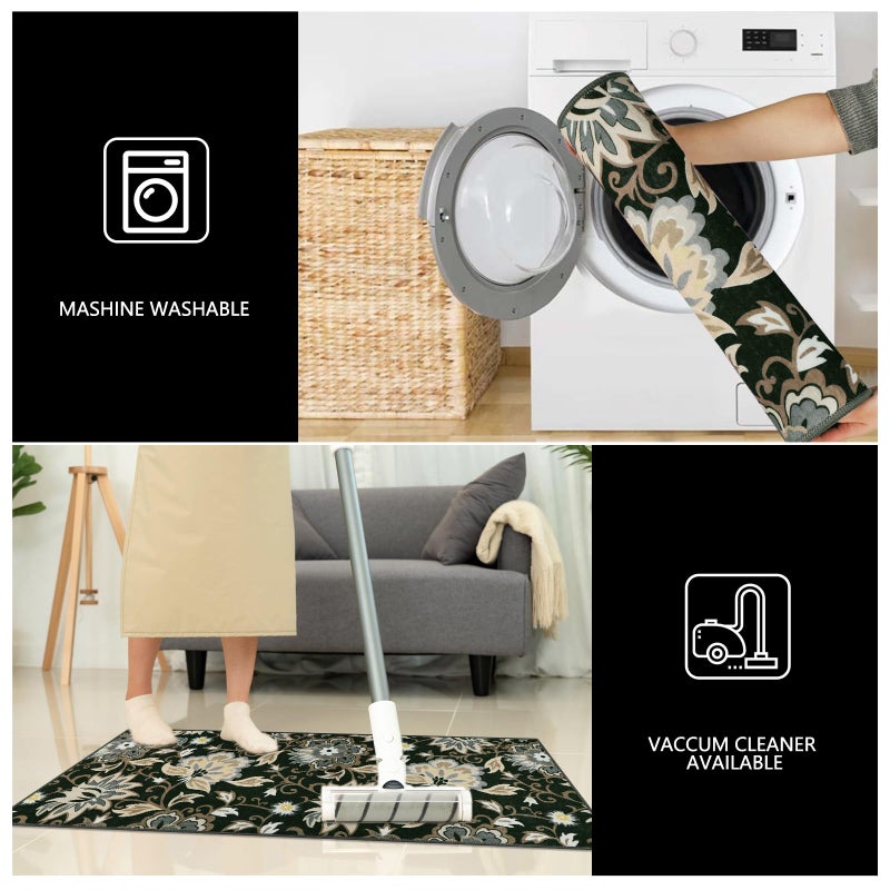Homcomoda Boho 3 Piece Rug Set with Runner - Non Slip Floor Mats  Washable Kitchen Carpet Runner for Laundry  Hallway - Image 3