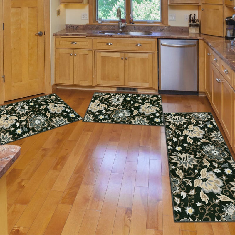 Homcomoda Boho 3 Piece Rug Set with Runner - Non Slip Floor Mats  Washable Kitchen Carpet Runner for Laundry  Hallway - Image 4
