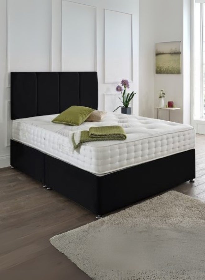 Bed and Mattress Home Stellar Drift Upholstered Queen Size ( Mattress Size 150 X 200 CM ) Black Color Bed Size 208 W X 150 L CM ( Mattress Sold Separately ) 