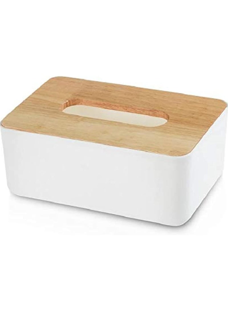 Generic Modern Tissue Box Holder with Bamboo Lid – Minimalist Rectangle Tissue Dispenser for Home, Office, Bathroom, Kitchen – Stylish Napkin Organizer - Image 2