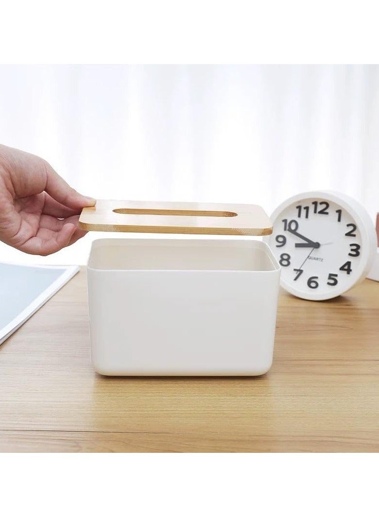 Generic Modern Tissue Box Holder with Bamboo Lid – Minimalist Rectangle Tissue Dispenser for Home, Office, Bathroom, Kitchen – Stylish Napkin Organizer - Image 4