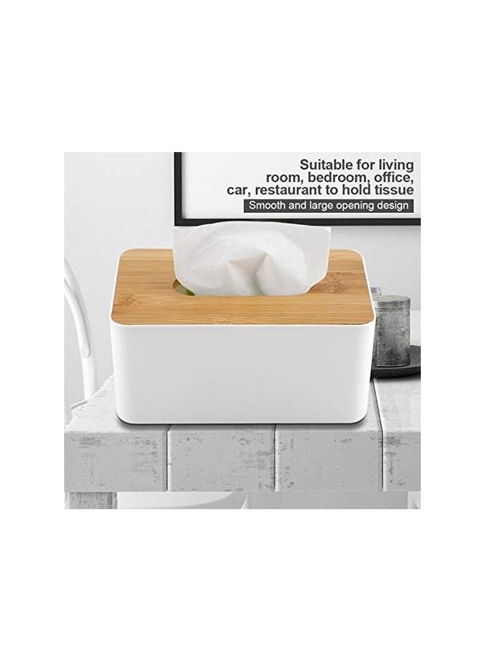 Generic Modern Tissue Box Holder with Bamboo Lid – Minimalist Rectangle Tissue Dispenser for Home, Office, Bathroom, Kitchen – Stylish Napkin Organizer - Image 5