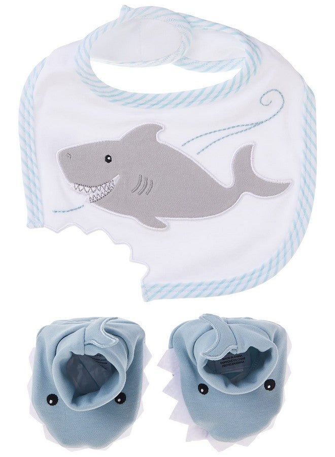 Baby Aspen Bib And Booties Gift Set Chomp And Stomp Shark 09 Month - Image 2