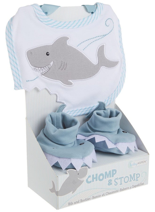 Baby Aspen Bib And Booties Gift Set Chomp And Stomp Shark 09 Month - Image 5