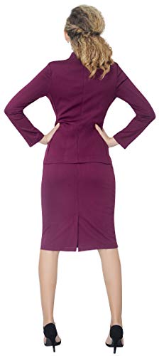 Marycrafts Women’s Blazer Skirt Suit Set – Professional 2 Pieces Outfit for Business Office Work and Career Attire 16 Burgundy - Image 5