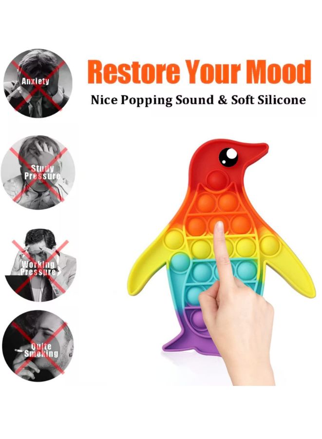 Push Pop Bubble Fidget Toy Silicone Animal Sensory Squeeze Toy Stress Relief Anti-Anxiety ADHD Autism Special Fidget Popper Gift for Kids and Adults Penguin B  - Image 2