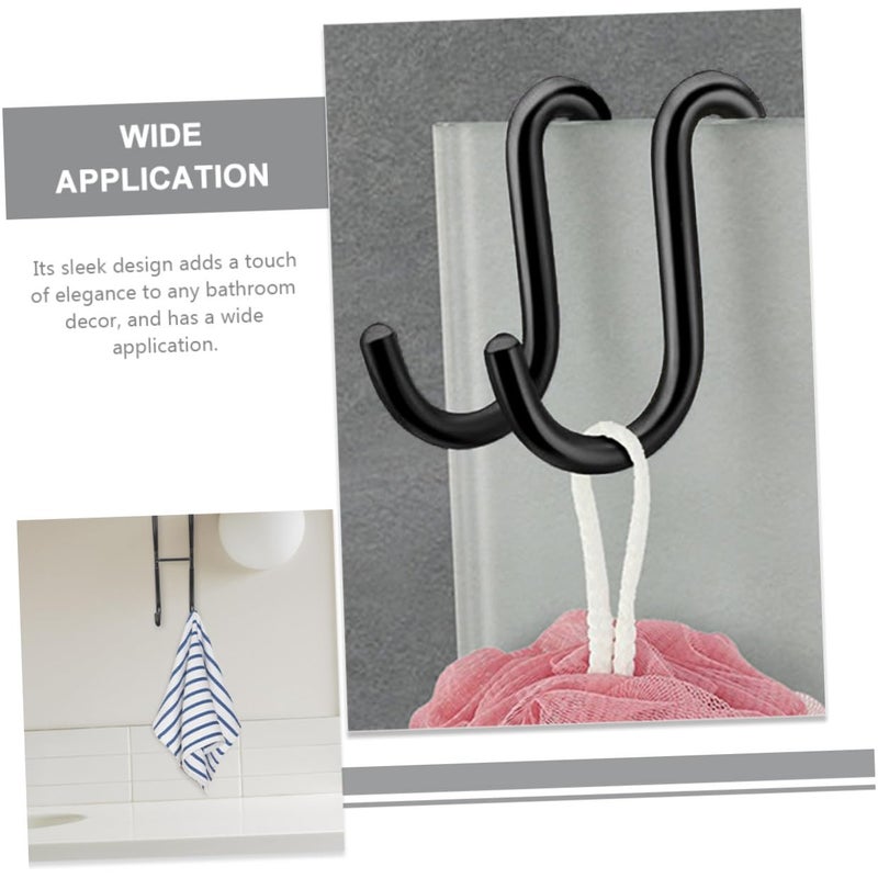 Black Heavy Duty 304 Stainless Steel Over Shower Door Towel Hooks Bathroom Organizer - Image 4