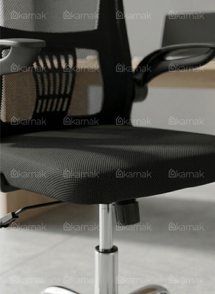 Karnak Treasure Office Chair | Adjustable Mesh Desk Chair with Lumbar Support | Flip-Up Armrests, Wheels & High Back for Computer Workstation, Study Room & Home Office Use (Black) - Image 5