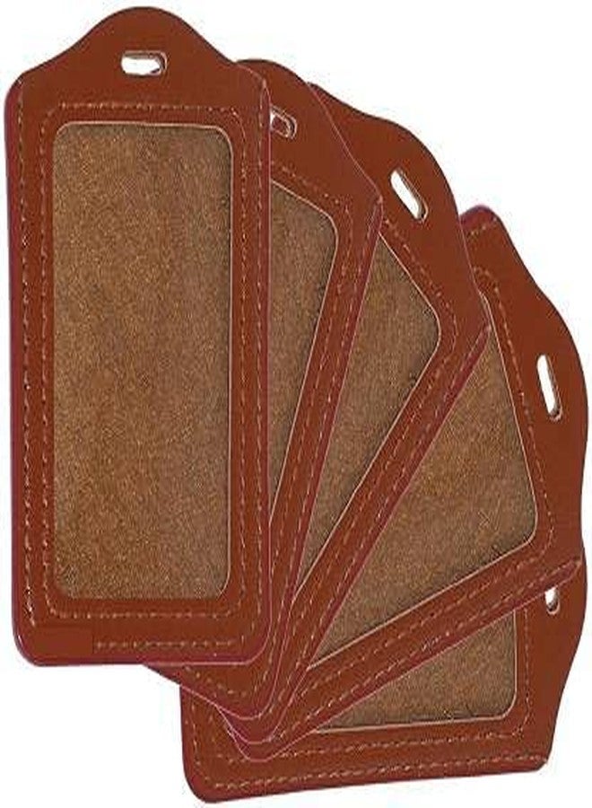 KANABEE Combo Pack of PU Leather ID Badge Holder Card Case with Retractable Reel Pulley YOYO (Made in India) LBR- (Pack of 5) Brown - Image 5