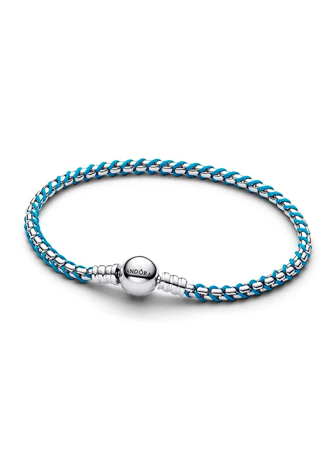 باندورا Blue Cord Snake Chain Bracelet