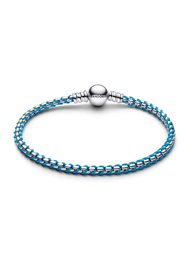 باندورا Blue Cord Snake Chain Bracelet
