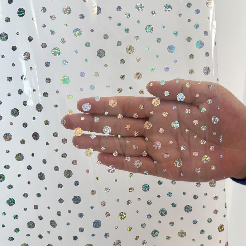 TRIMENGO PEVA Holographic Shower Curtain Liner with Glitter Gem Pattern, 70x72in Lightweight Clear Plastic Shower Curtain Liner for Shower Stall, Bathtubs - Image 2