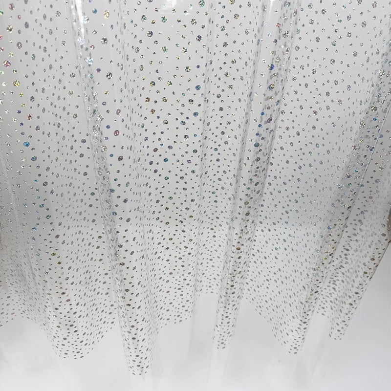 TRIMENGO PEVA Holographic Shower Curtain Liner with Glitter Gem Pattern, 70x72in Lightweight Clear Plastic Shower Curtain Liner for Shower Stall, Bathtubs - Image 4