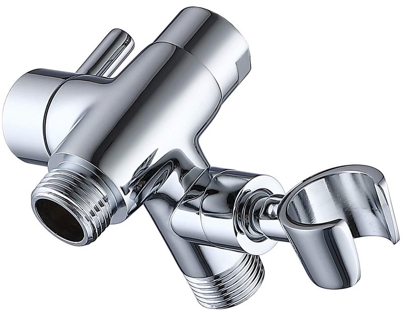 G-Promise GPromise Solid Metal Shower Arm Diverter with Holder for Hand Held Showerhead and Fixed Spray Head G 12 3Way Bathroom Universal Diverter System Replacement Part Polished Chrome