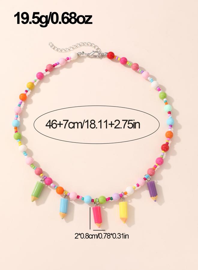 Take Two Beaded Necklace with Pencil Charms - Image 3