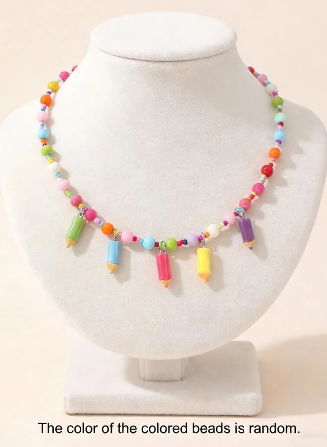 Take Two Beaded Necklace with Pencil Charms