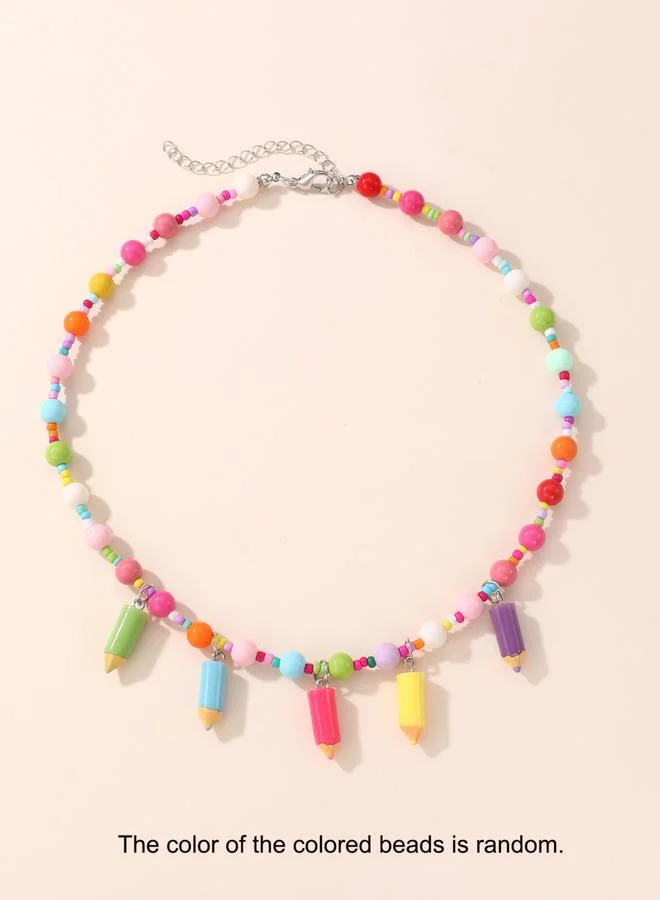 Take Two Beaded Necklace with Pencil Charms