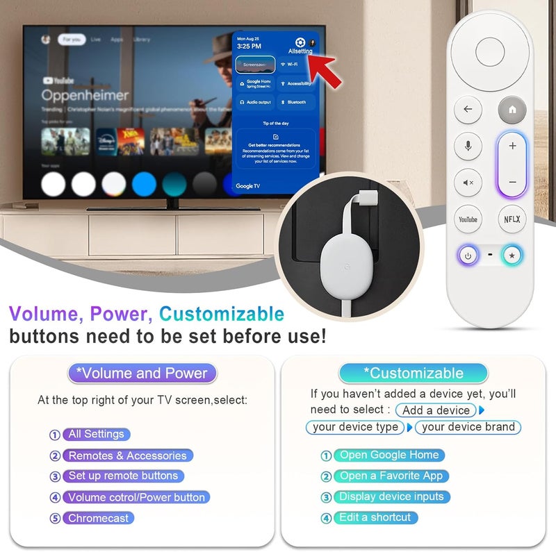 LOUTOC Voice Replacement Remote Control for Chromecast-Google-TV 4K/HD, for Google-TV-Streamer-Remote 4K - Image 4