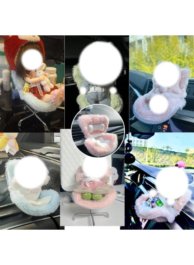 Car Seat for Labubu Dolls with Soft Furry Cushion, Air Vent Clip and Desktop Stand, Cute and Functional Car Ornament for Blind Box Doll Fans and Doll Collectors - Image 2
