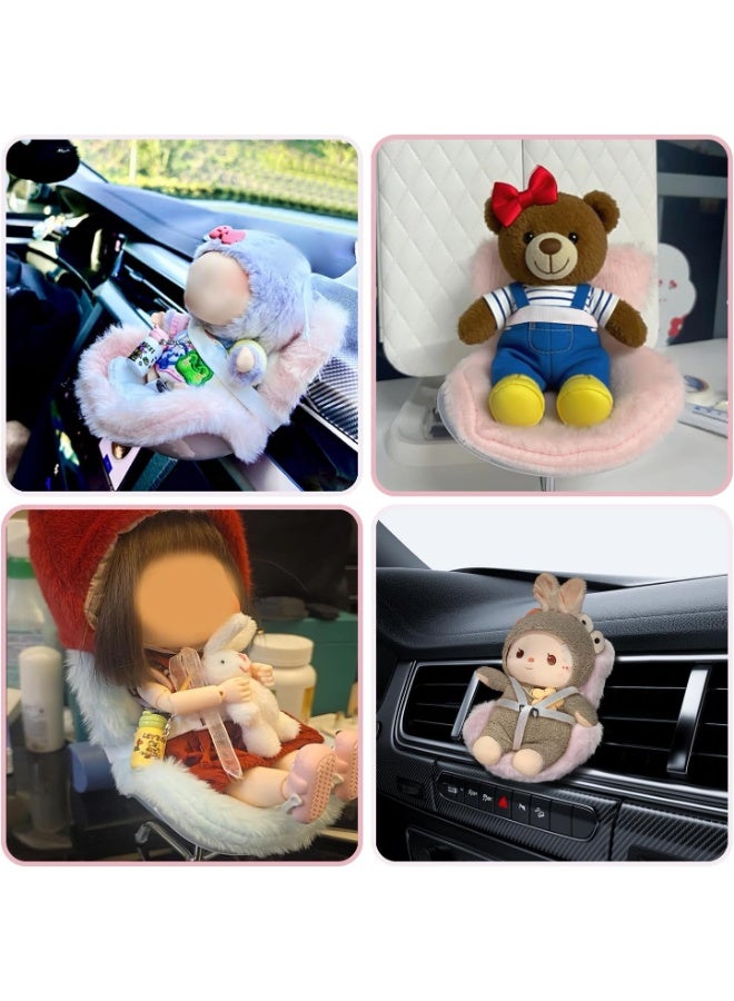 Car Seat for Labubu Dolls with Soft Furry Cushion, Air Vent Clip and Desktop Stand, Cute and Functional Car Ornament for Blind Box Doll Fans and Doll Collectors - Image 3