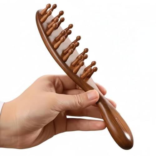 Beauté Secrets Wooden Scalp Massager Hair Growth Brush | Sandalwood Head Massager & Stress Relief Comb | Anti-Dandruff Scalp Exfoliator | Gua Sha Massage Brush for Men & Women, Brown - Image 1