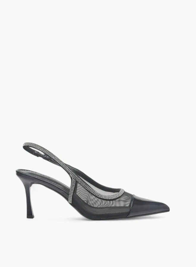 Celeste Womens Embellished Slingback Shoes With Stiletto Heels