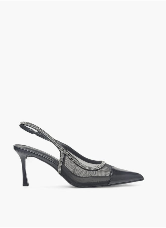 Celeste Womens Embellished Slingback Shoes With Stiletto Heels Ramadan Collection  - Image 3