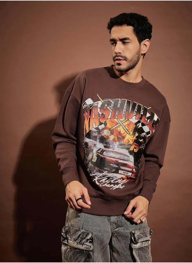 ماسكلن ساسافراس Nashville Graphic Print Oversized Sweatshirt