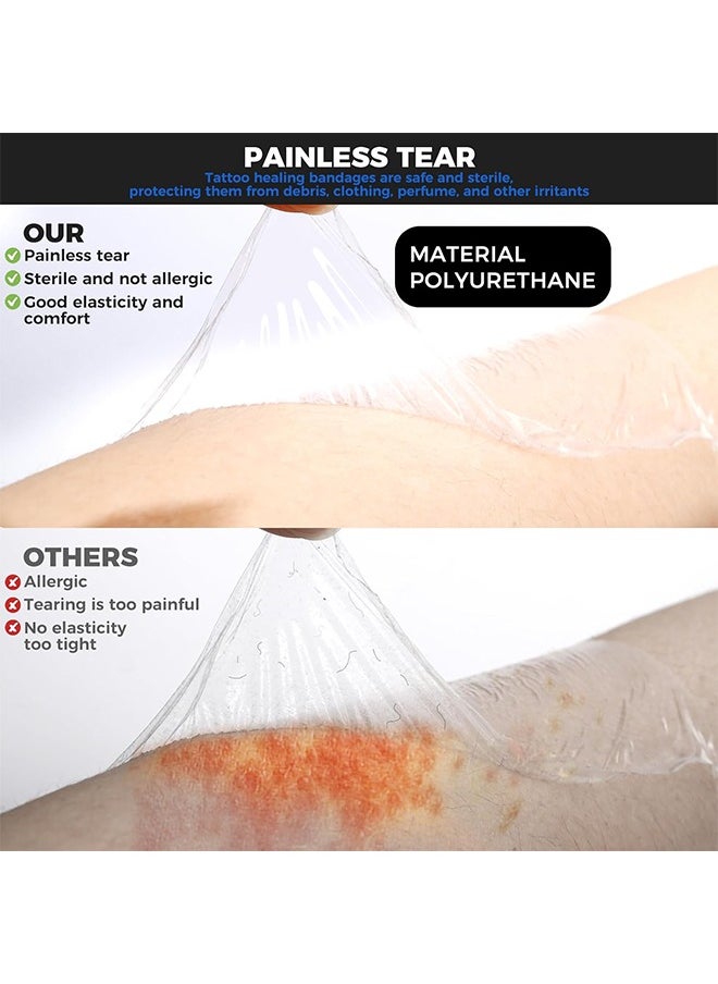 HY Tattoo Aftercare Waterproof Bandages, 5.9" x 4.4 Yard Tattoo Cover Up Tape, Tattoo Supplies Second Skin Transparent Film Protective Clear Sterile and Safe Bandages 2 Rolls (5.9" x 2.2 Yard/Roll)  - Image 4