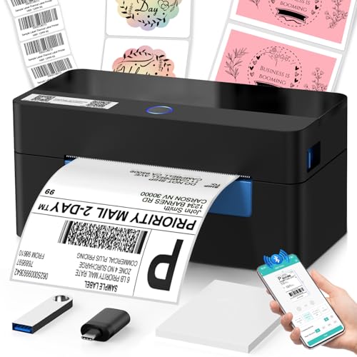 HIROBOT Newest 3Inch Bluetooth Thermal Label Printer+Receipt Printer(2in1),80mm Receipt & 3inch Label Printer, Battery Wireless Print Various Label(Adjustable Size), Support Android/iPhone/Windows/Mac - Image 1