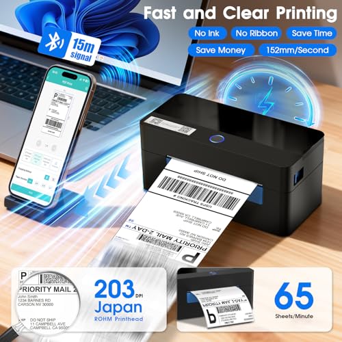 HIROBOT Newest 3Inch Bluetooth Thermal Label Printer+Receipt Printer(2in1),80mm Receipt & 3inch Label Printer, Battery Wireless Print Various Label(Adjustable Size), Support Android/iPhone/Windows/Mac - Image 5