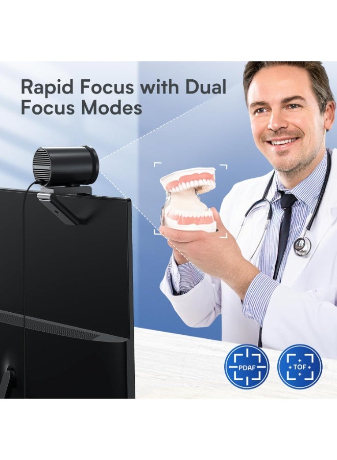 EMEET S600 4K Webcam for Streaming - Sony 1/2.5'' Sensor, PDAF Autofocus, 1080P@60FPS, 2 Noise Reduction Mics, Built-in Privacy Cover, 73° FOV,... - Image 4