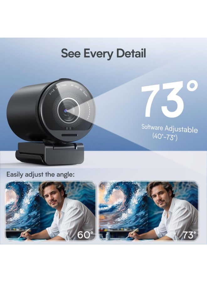 EMEET S600 4K Webcam for Streaming - Sony 1/2.5'' Sensor, PDAF Autofocus, 1080P@60FPS, 2 Noise Reduction Mics, Built-in Privacy Cover, 73° FOV,... - Image 2