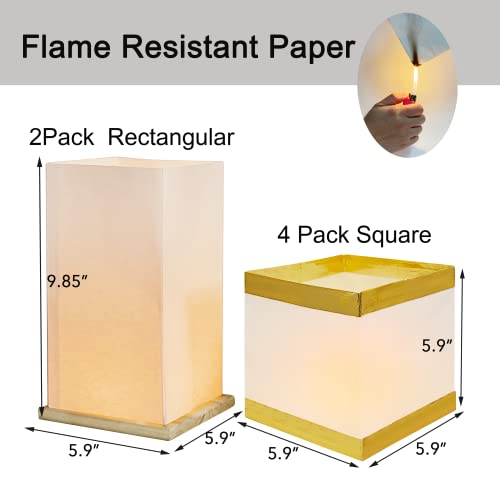 FUELYE Square Rectangle Floating Candles Lantern SetsOutdoor Decoration Waterproof Floating Lanterns for PoolRiverMemorialsWeddingBarand Parties6Pack - Image 3