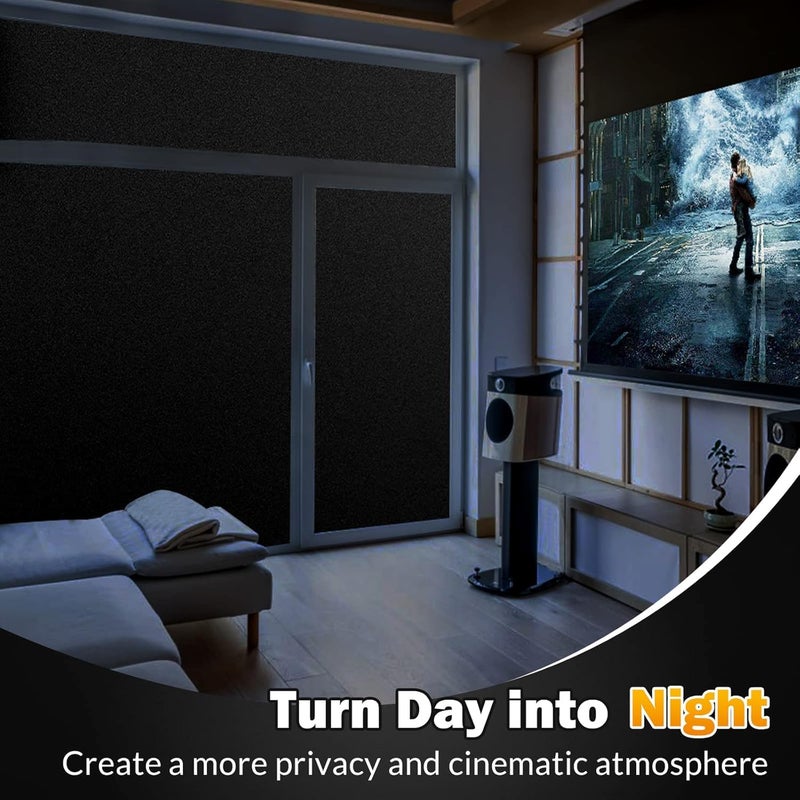 رابيتجو Rabbitgoo Blackout Window Window Film Sun Flocking Window Window Window Cover for Glass قابلة للإزالة غرفة غامضة غامق غامق غلاف غلاف نافذة غلاف لونج لليوم المنزل مانع الضوء 11.8 "× 118.1" " - Image 3