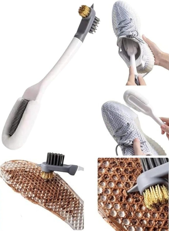 Professional Cleaning Shoe Brush, Multifunctional Long Handle Shoe Brush Cleaner, Hangable Soft Bristle Shoes Cleaning Scrubber (White) - Image 1