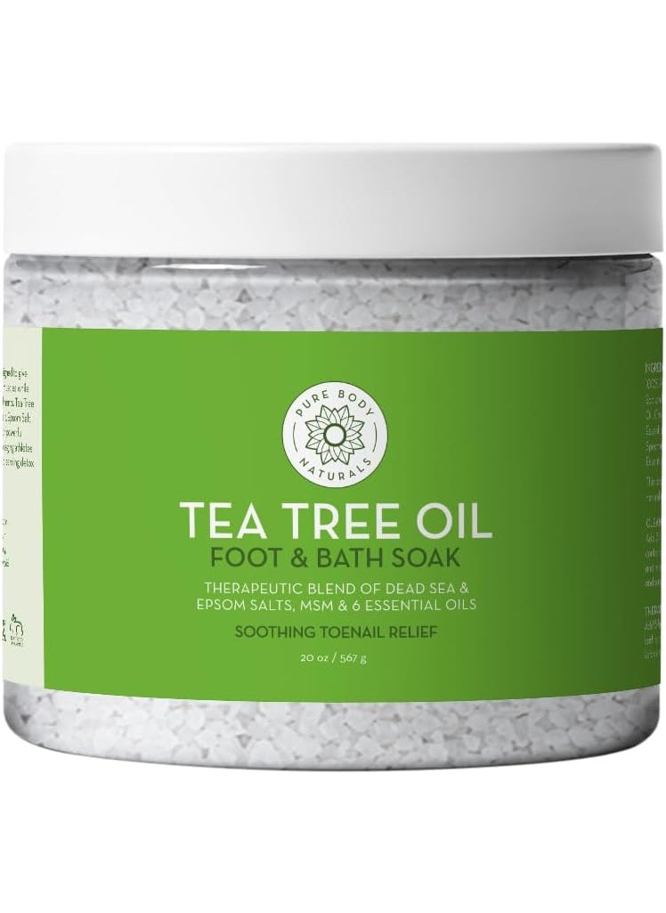 PURE BODY NATURALS Pure Body Naturals Tea Tree Oil Foot  Bath Soak with Epsom and Dead Sea Salt 20 oz  Therapeutic Blend  Relief for Tired Muscles Addresses Common Foot and Toenail Issues Eliminates Foot Odor 