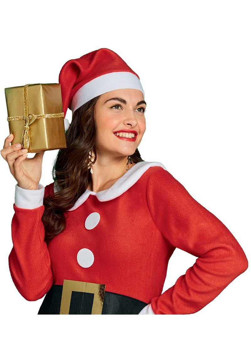MAD TOYS - Mrs. Claus Adult Red Dress with Belt and Hat Festive Costume - Image 1