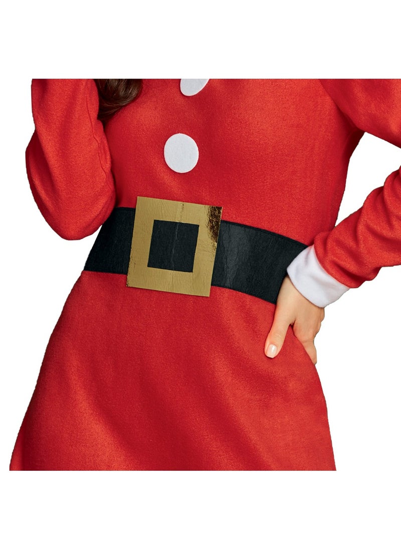 MAD TOYS - Mrs. Claus Adult Red Dress with Belt and Hat Festive Costume - Image 1