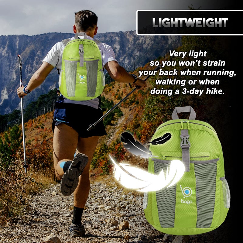 Bago Lightweight Small Hiking Backpack for Women and Men - 25L Travel Day Pack - Foldable Hiking Daypack Ultralight for Camping Outdoor Sports - Day Bag Packable Backpack for Travel (Green) - Image 5