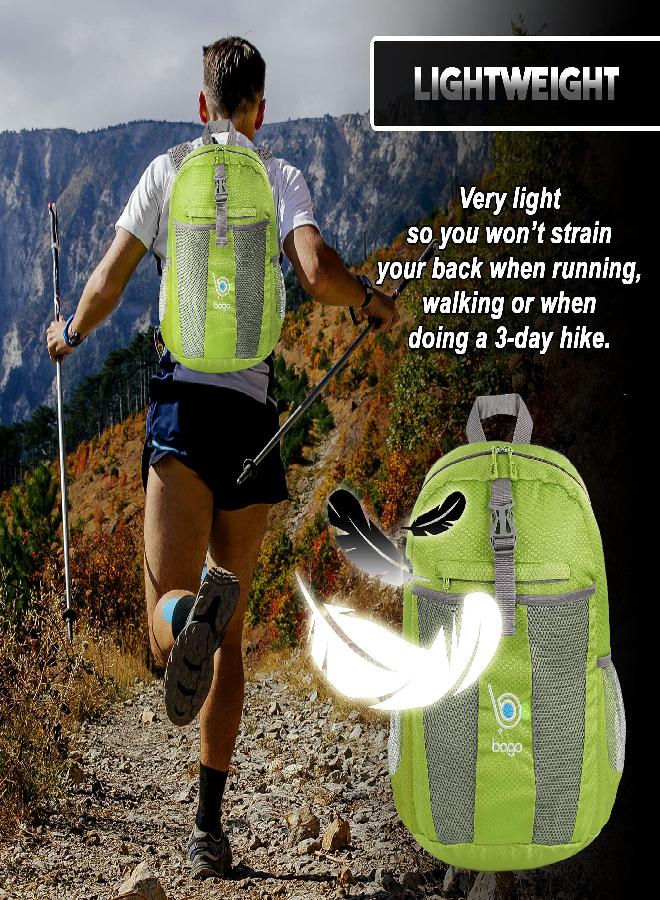 Lightweight Small Hiking Backpack For Women And Men - 25L Travel Day Pack - Foldable Hiking Daypack Ultralight For Camping Outdoor Sports - Day Bag Packable Backpack For Travel (Green)