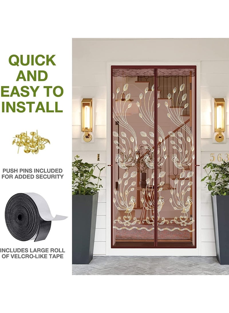 Mesh Magnetic Screen Door, Sliding Door Screen Magnet Closure Mesh Curtain for Front Back Patio Balcony, Hands Free Screen Mesh Partition, Bug Free Heavy Duty - Image 2