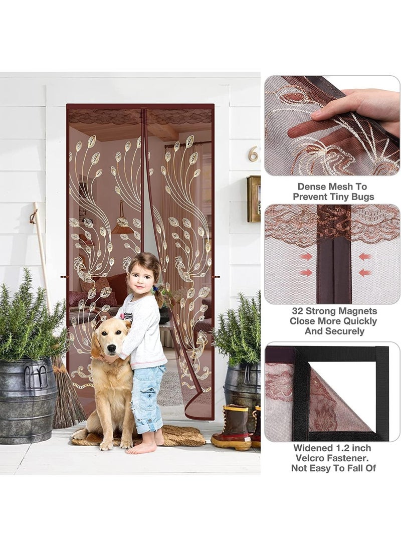 Mesh Magnetic Screen Door, Sliding Door Screen Magnet Closure Mesh Curtain for Front Back Patio Balcony, Hands Free Screen Mesh Partition, Bug Free Heavy Duty - Image 4