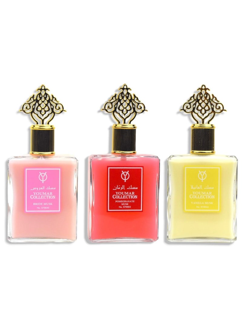 يومار مجموعة عطور مسك فاخرة للجنسين 100مل (3 قطع)  - Image 1